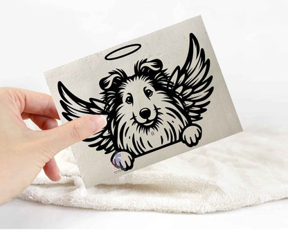 Shetland Sheepdog Angel Wings Halo Sticker