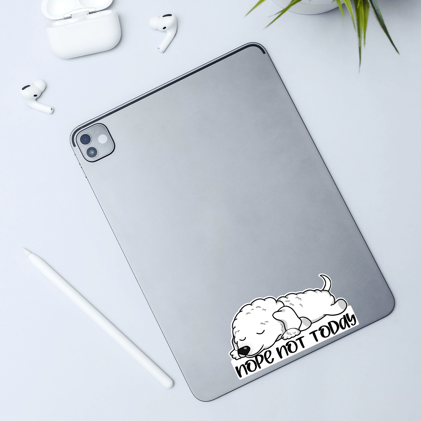 Bedlington Terrier Nope Not Today Sticker