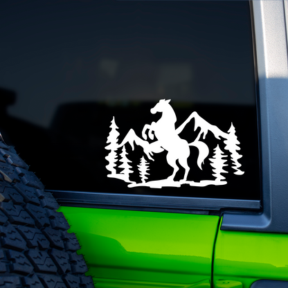 Horse Rearing In Forest Sticker