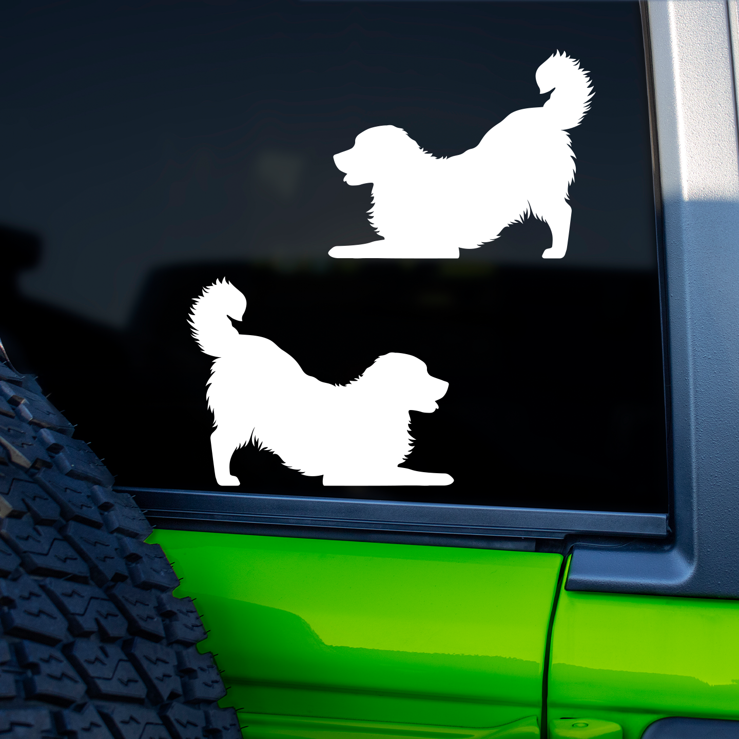 Bernese Mountain Dog Playing Silhouette Stickers