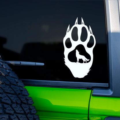 Wolf Howling Paw Print Sticker