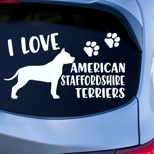 I Love American Staffordshires Sticker