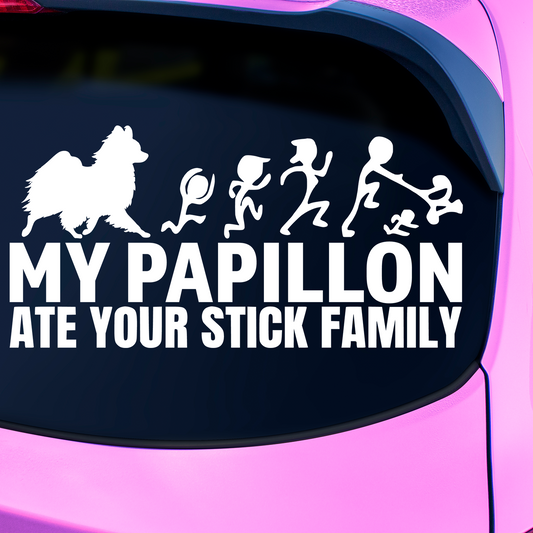 My Papillon Ate Your Stick Family Sticker