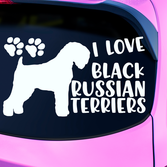 I Love Black Russian Terriers Sticker