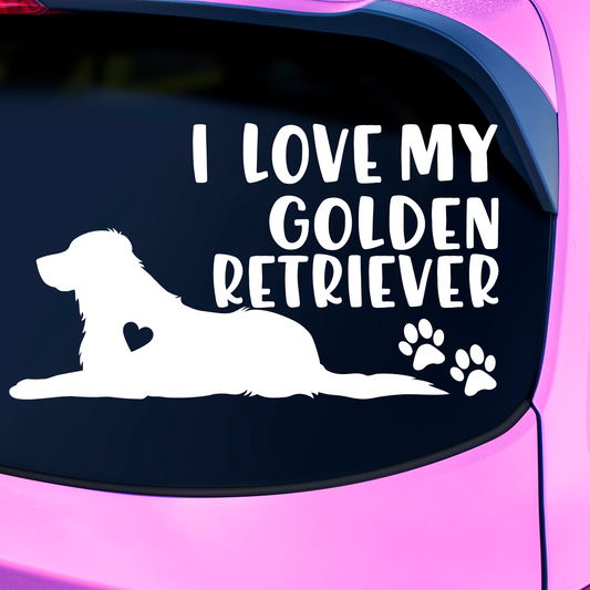 I Love My Golden Retriever Sticker