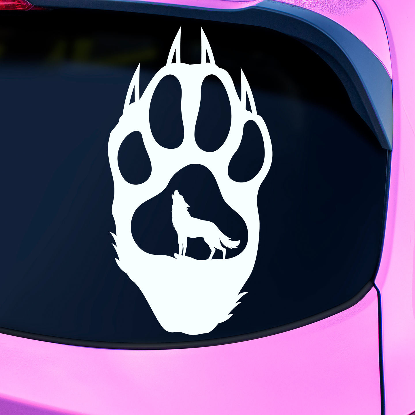 Wolf Howling Paw Print Sticker