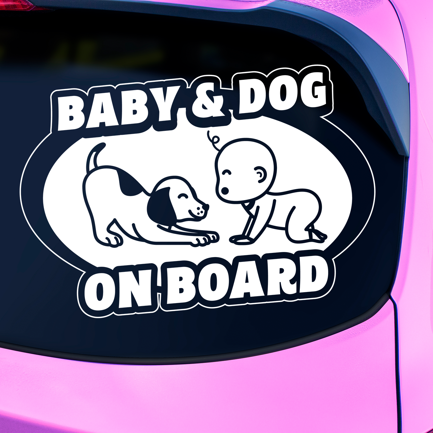 Baby And Dog On Board Sticker