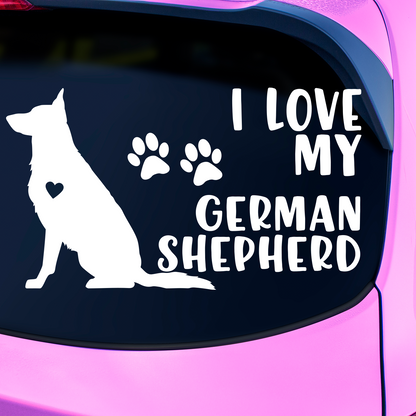 I Love My German Shepherd Sticker