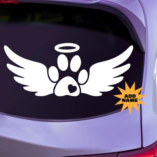 Pet Memorial Paw With Angel Wings Sticker