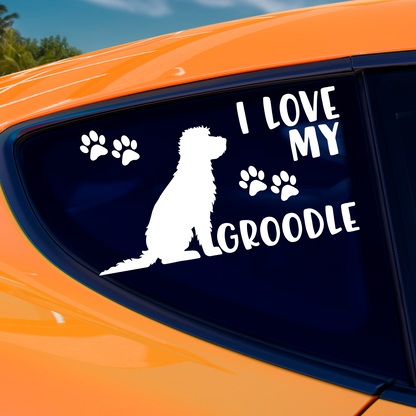 I Love My Groodle Sticker