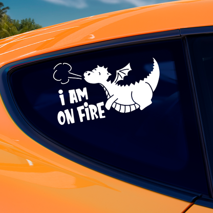 Dragon I'm On Fire Sticker