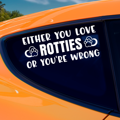 Either You Love Rotties Or You're Wrong Sticker