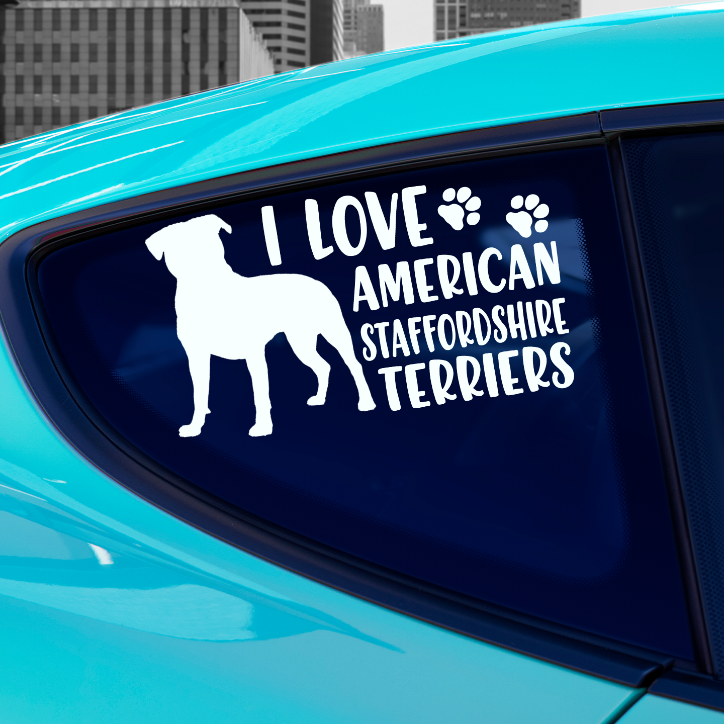 I Love American Staffordshires Sticker