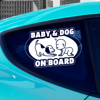 Baby And Dog On Board Sticker