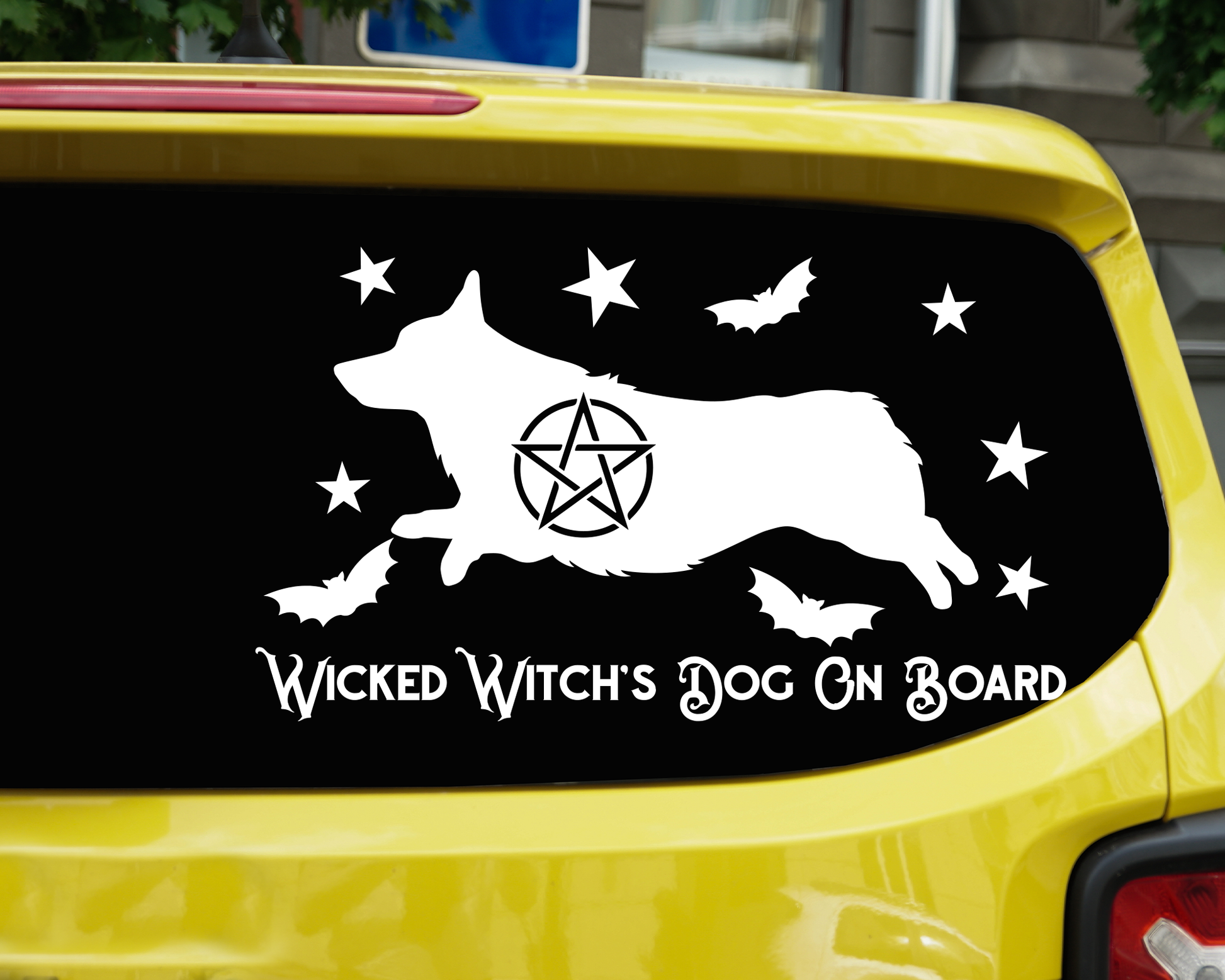 Wicked Witch's Dog On Board Corgi Sticker