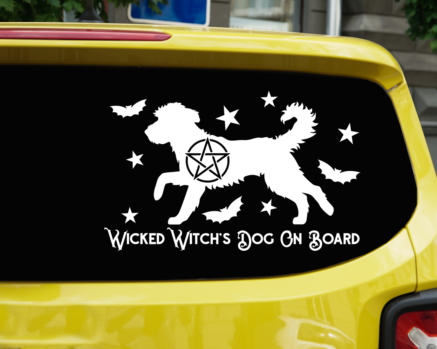 Wicked Witch's Dog On Board Labradoodle Sticker