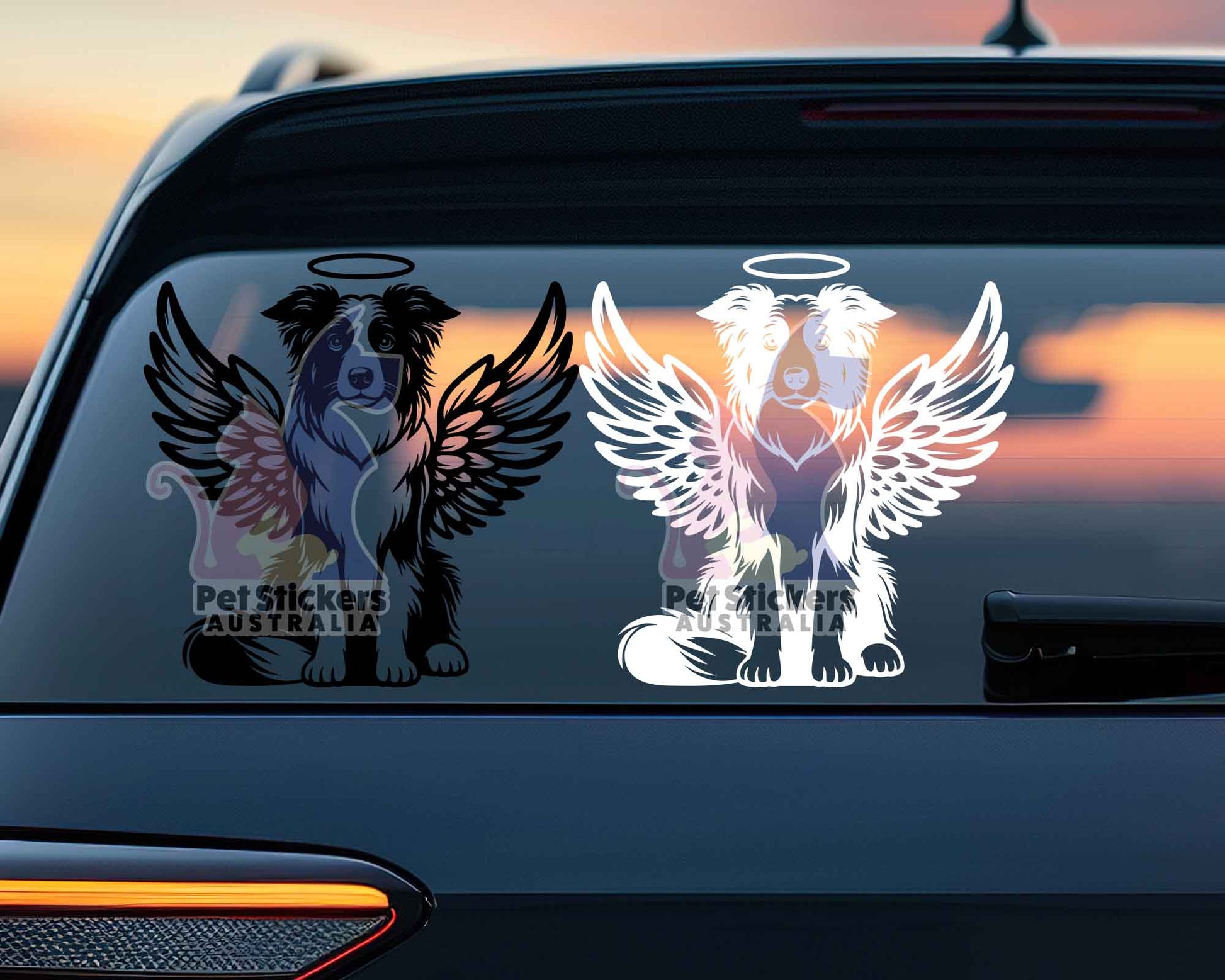 Border Collie Angel Wings Halo Sticker