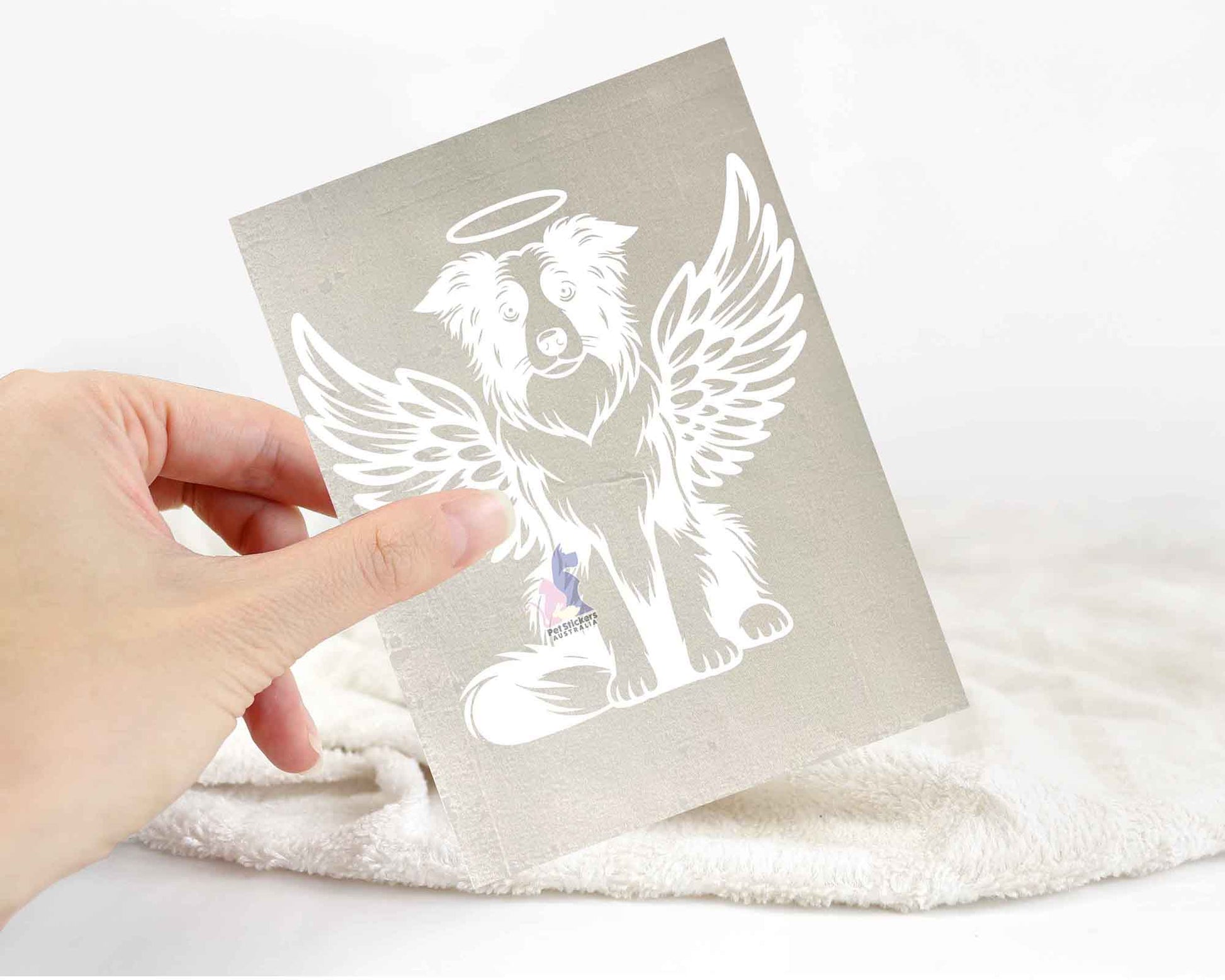 Border Collie Angel Wings Halo Sticker