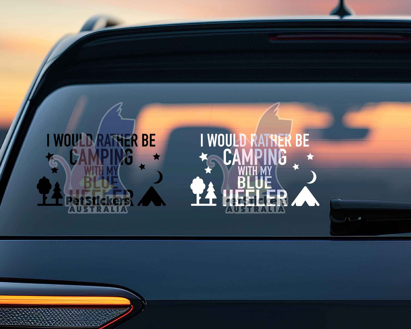 Camping With My Blue Heeler Sticker