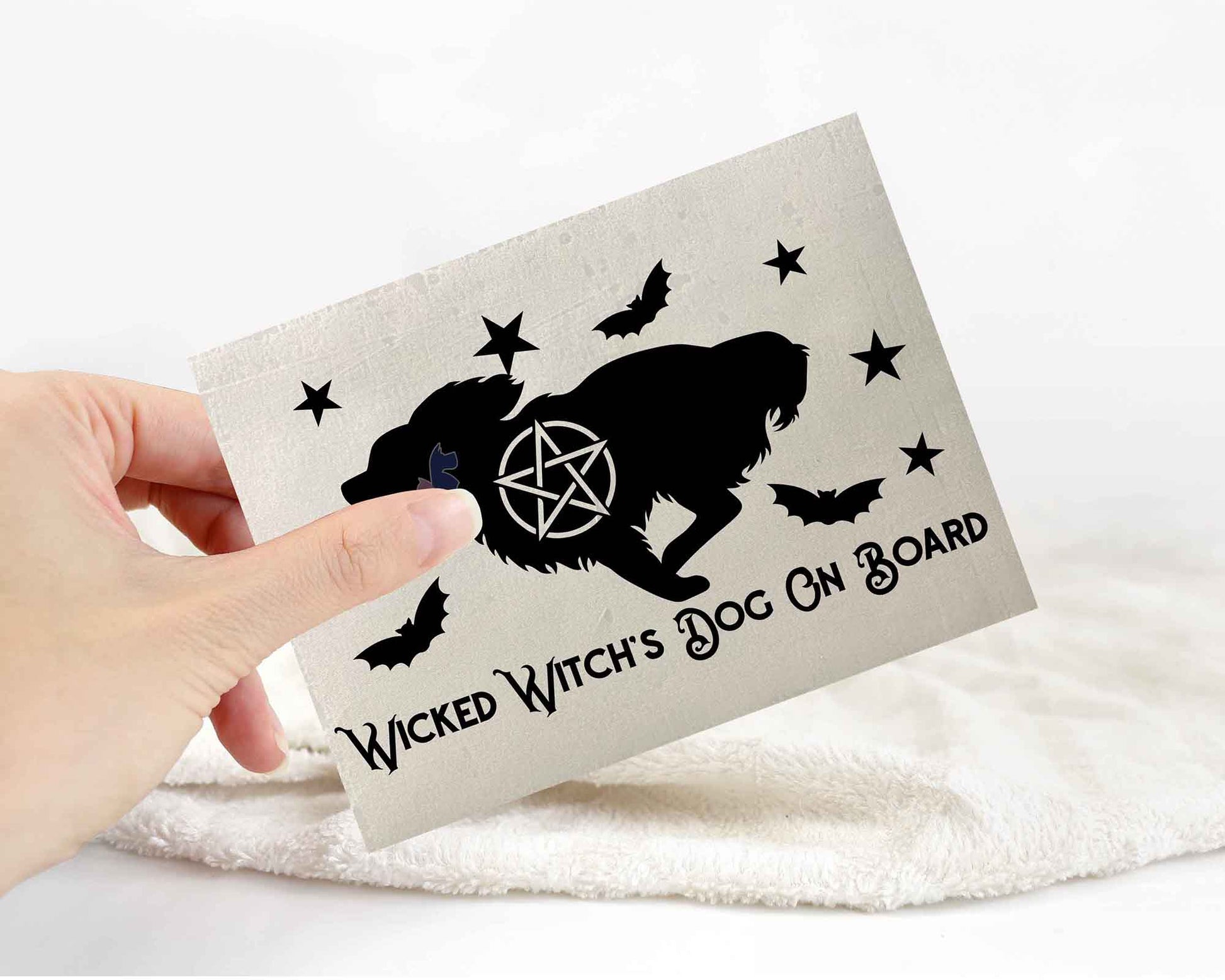 Wicked Witch's Dog On Board Cavalier Spaniel Sticker