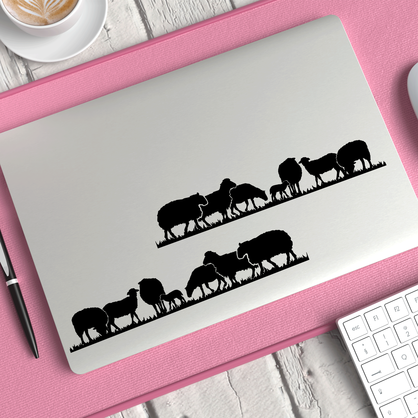 Sheep In Paddock Silhouette Stickers