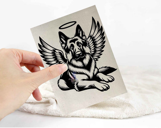 German Shepherd Angel Wings Halo Sticker