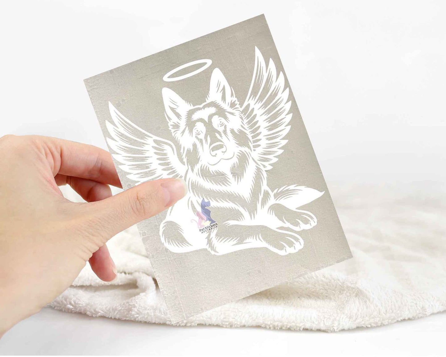 German Shepherd Angel Wings Halo Sticker