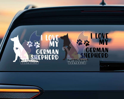 I Love My German Shepherd Sticker