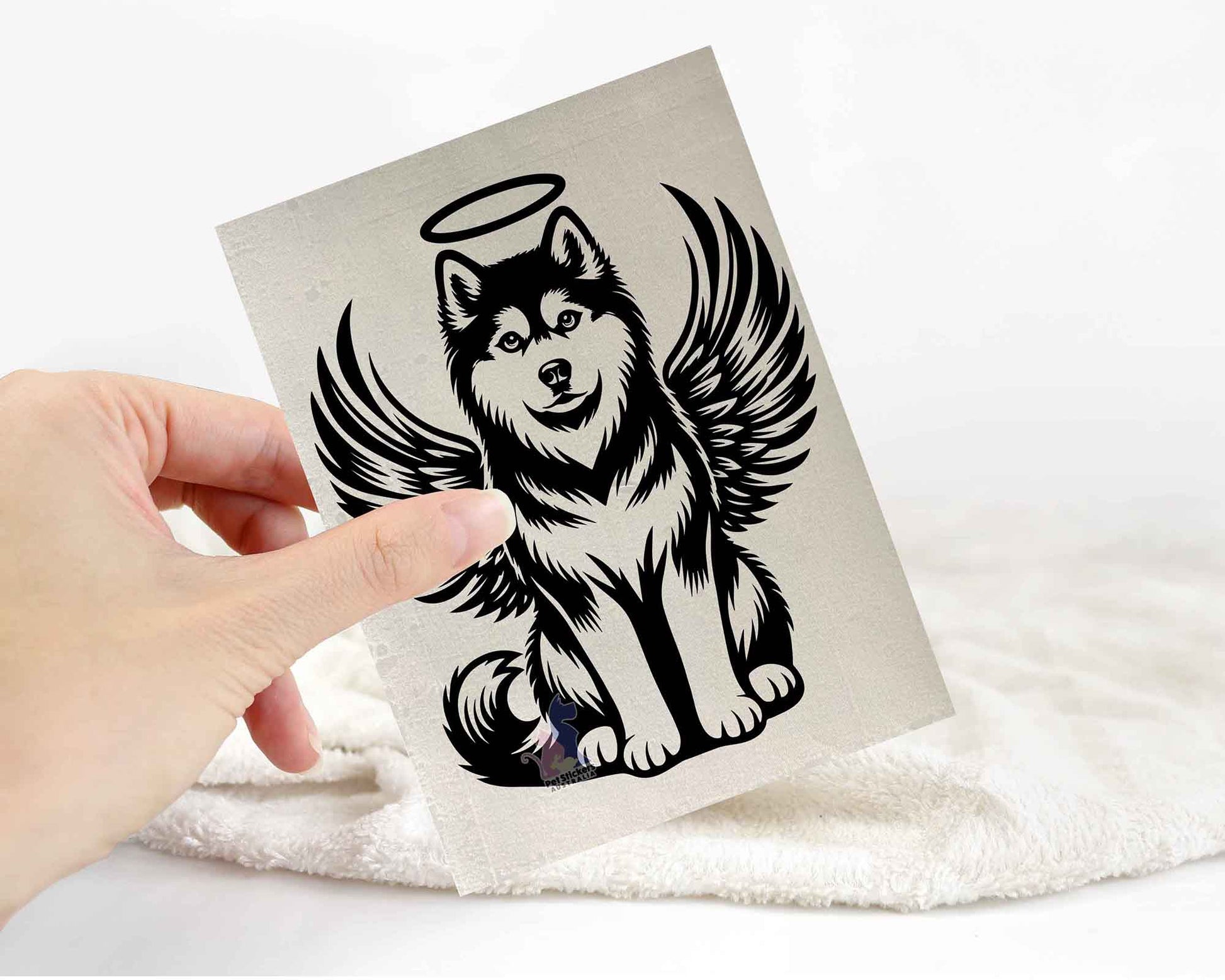 Siberian Husky Angel Wings Halo Sticker