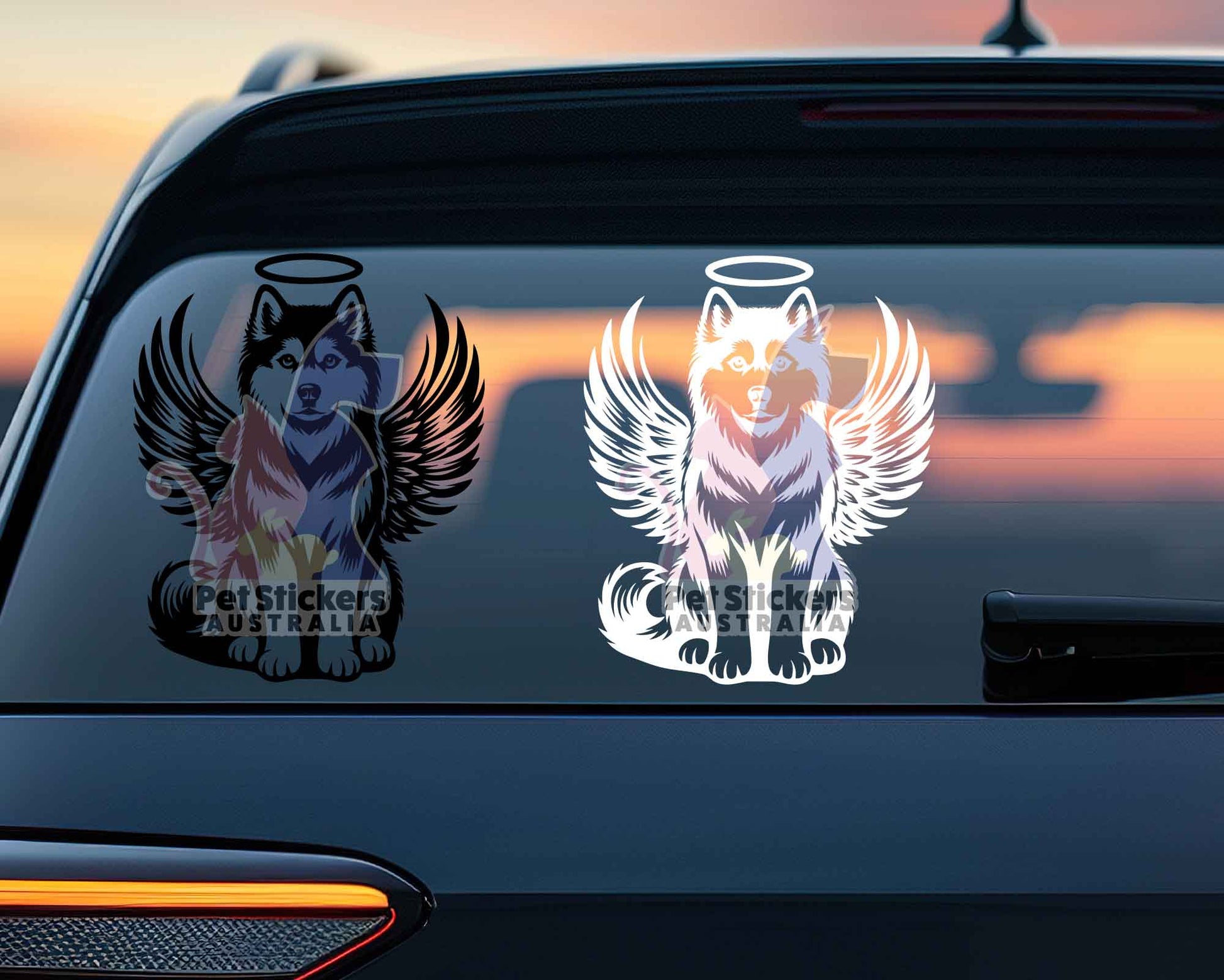 Siberian Husky Angel Wings Halo Sticker