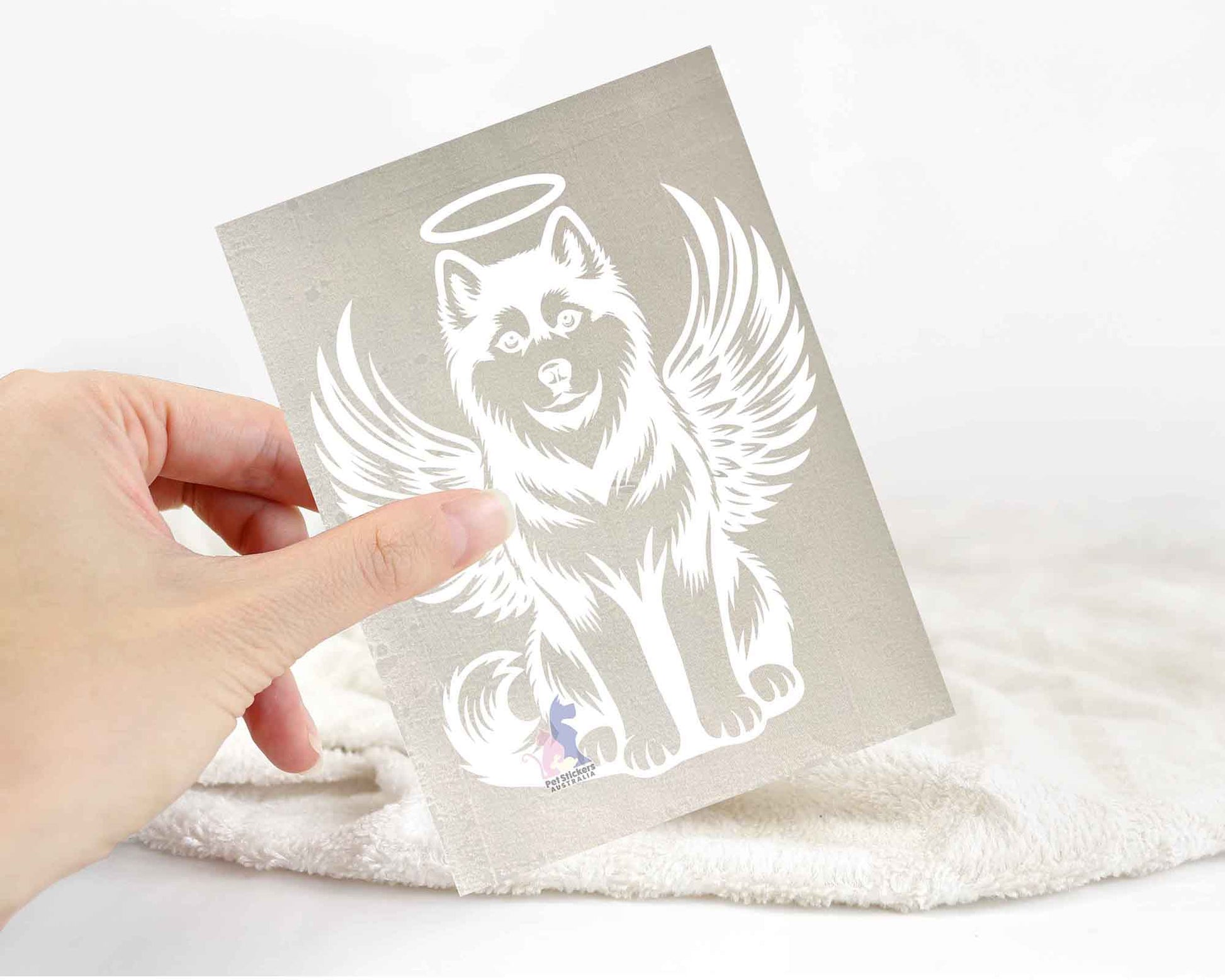 Siberian Husky Angel Wings Halo Sticker