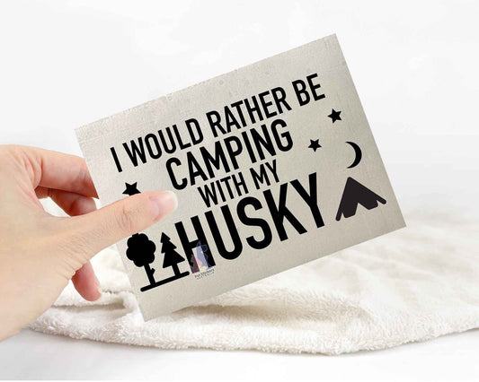 Camping With My Husky Sticker