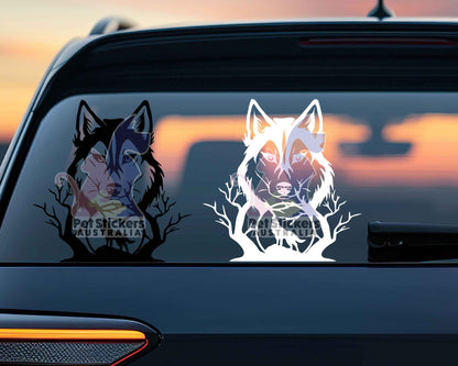 Wolf And Husky Howl Sticker