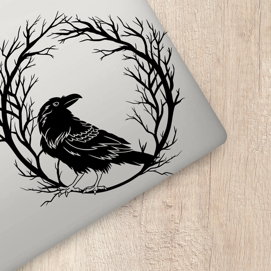 Black Crow In Branches Sticker