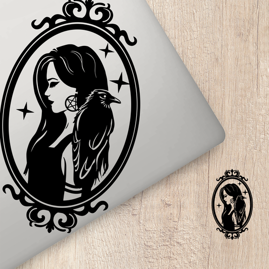 Girl With Raven Sticker