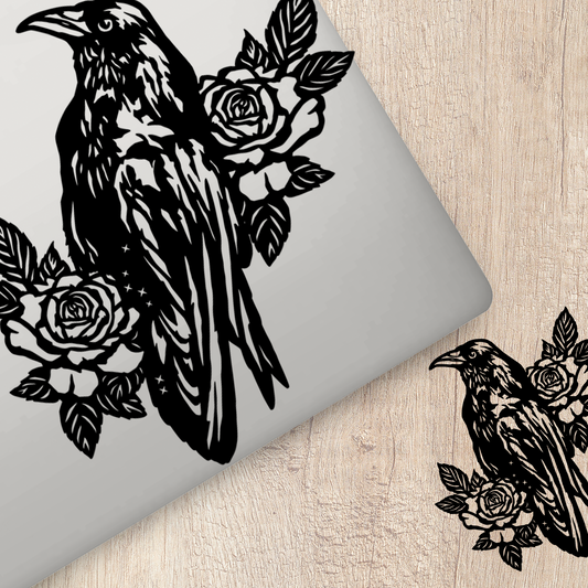 Crow With Roses Sticker
