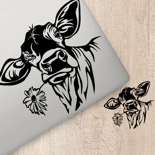 Cow With Flower Sticker