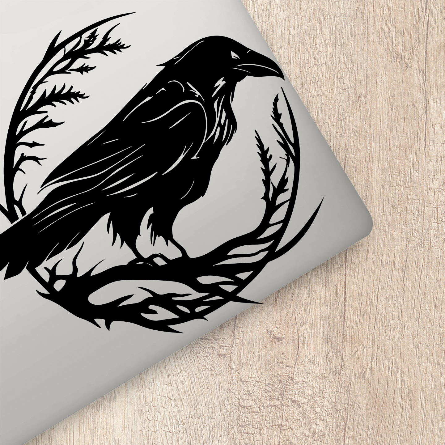 Black Crow In Branches Sticker