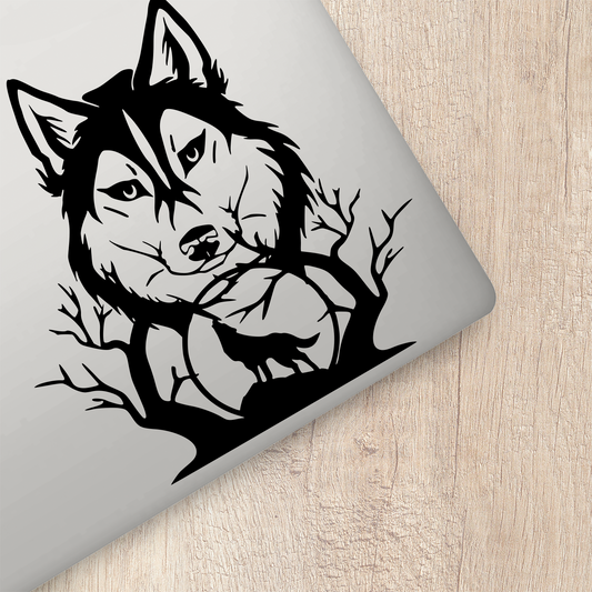 Wolf and Husky Howl Sticker