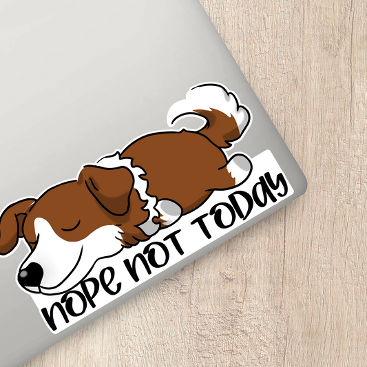 Red Border Collie Nope Not Today Sticker