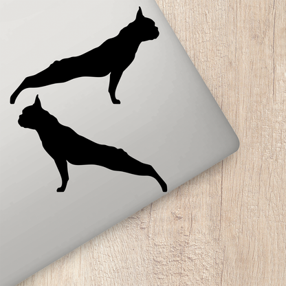 Boston Terrier Silhouette Stretching Stickers