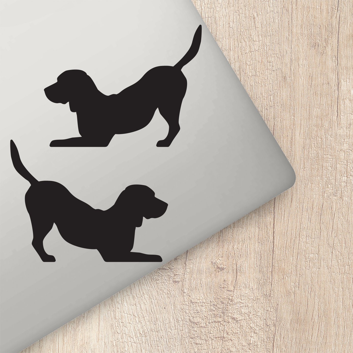 Beagle Silhouette Playing Stickers