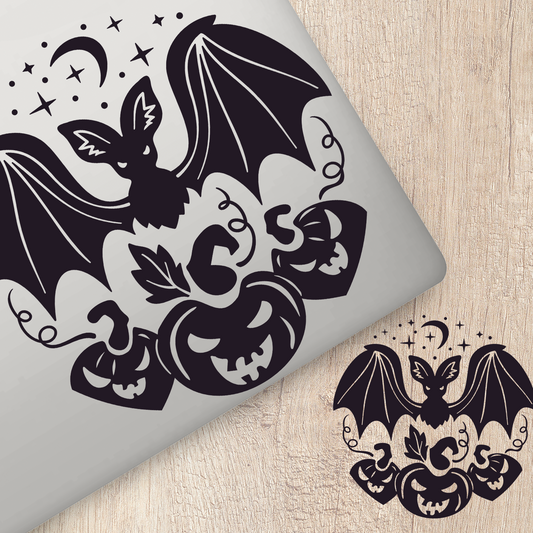 Halloween Bat And Spooky Pumpkins Sticker