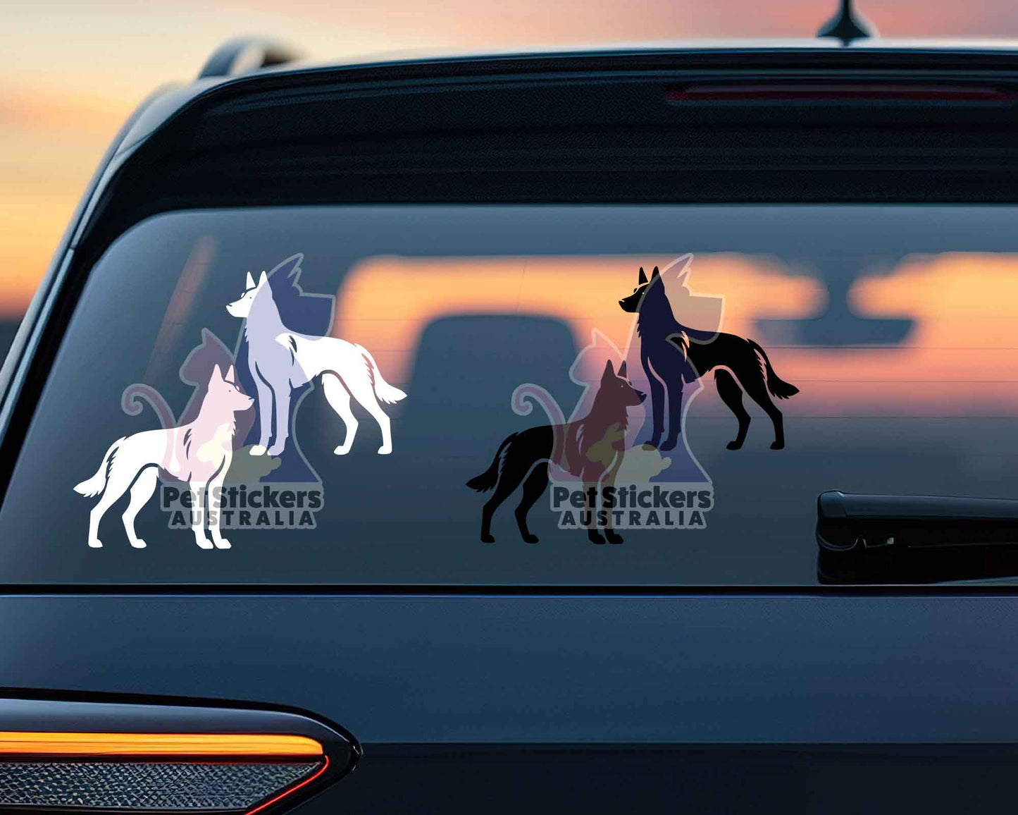 White Swiss Shepherd Silhouette Stickers