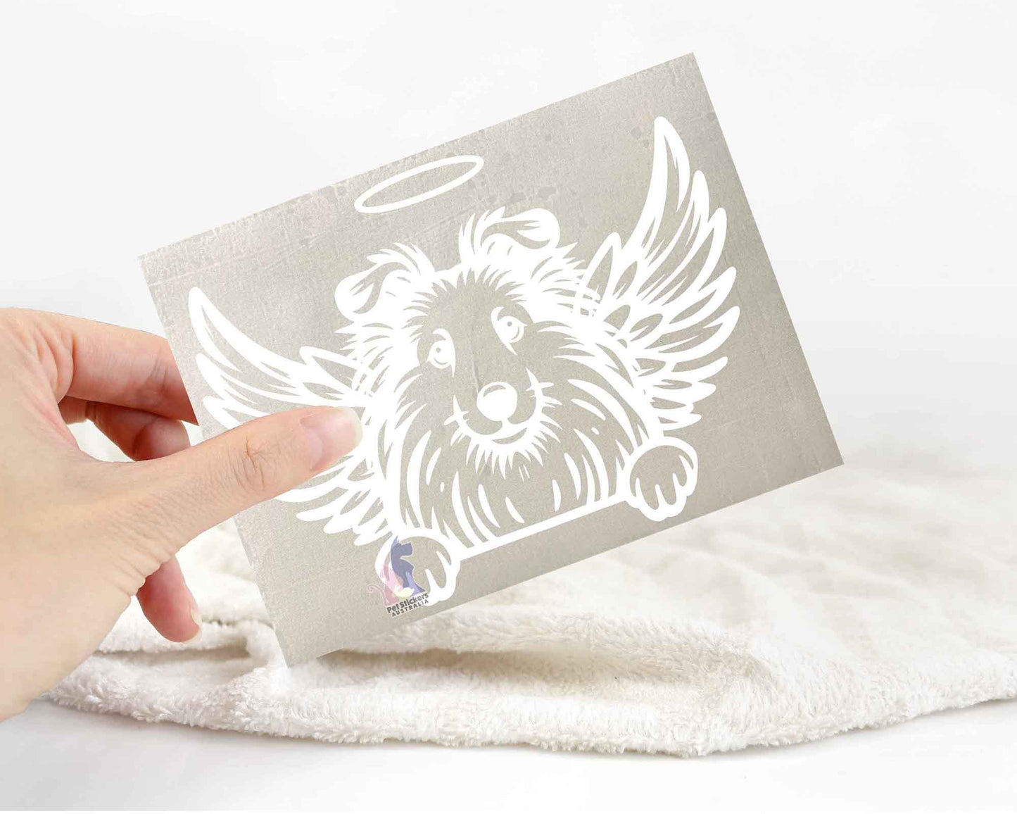 Shetland Sheepdog Angel Wings Halo Sticker