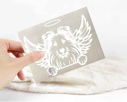 Shetland Sheepdog Angel Wings Halo Sticker