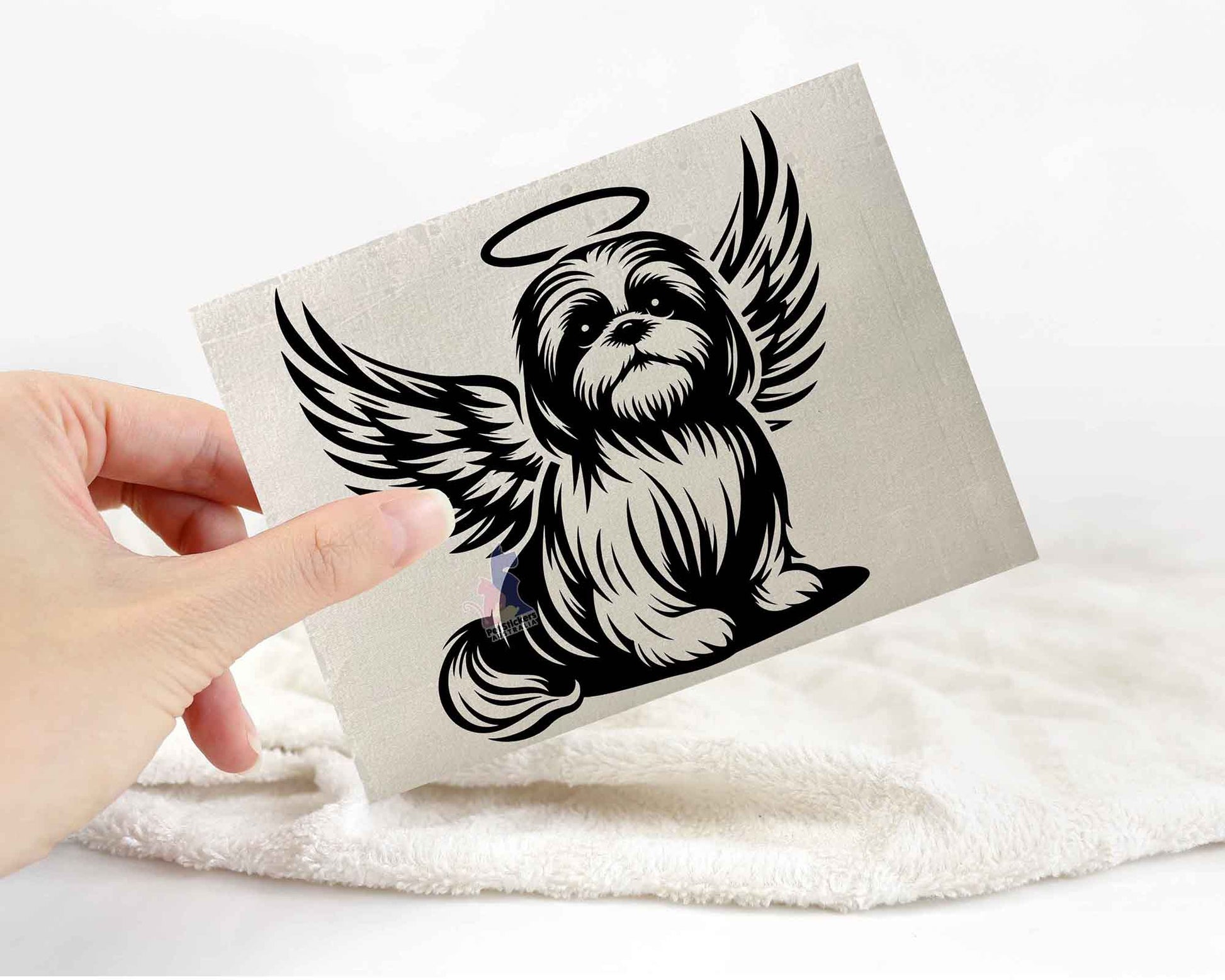 Shih Tzu Angel Wings Halo Sticker