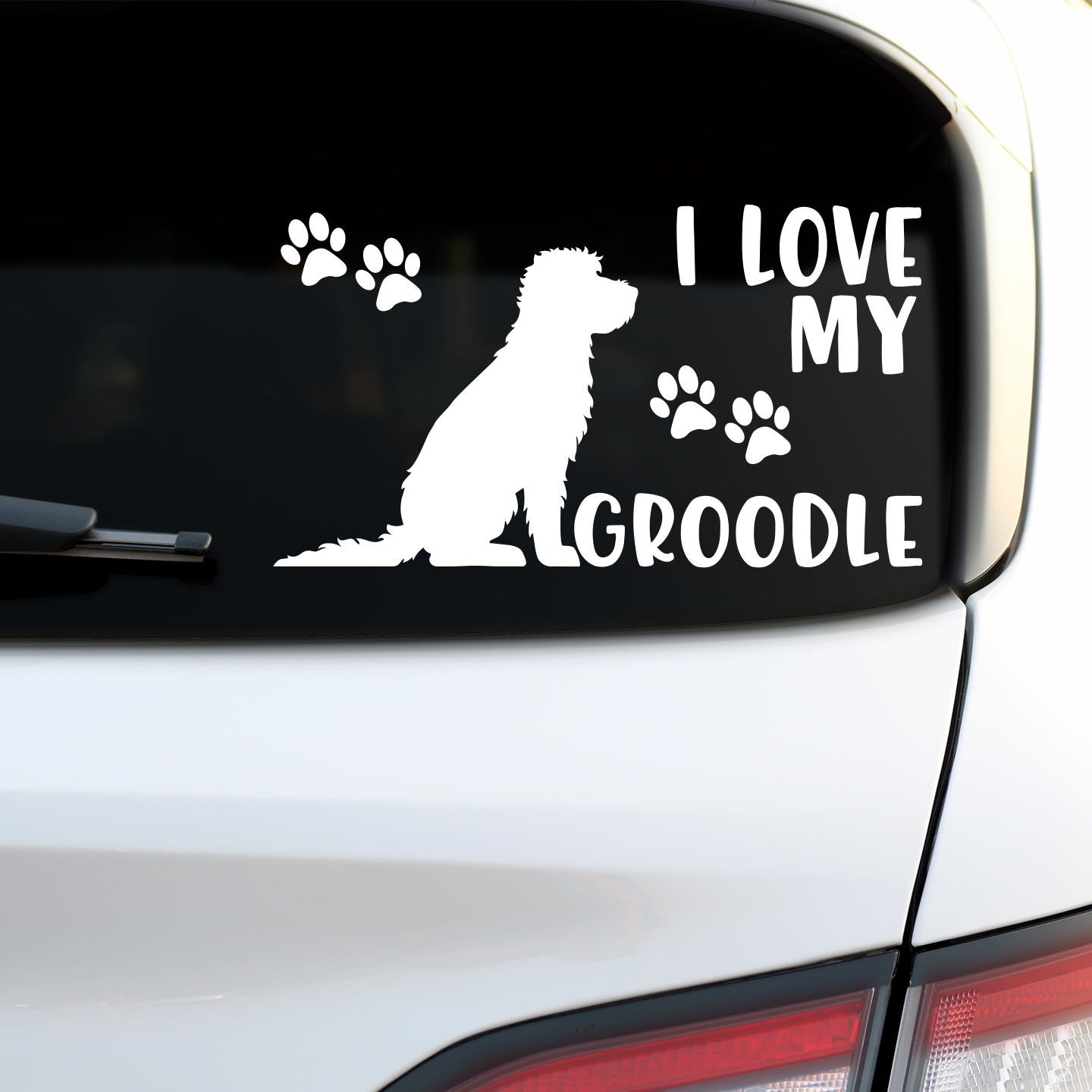 I Love My Groodle Sticker