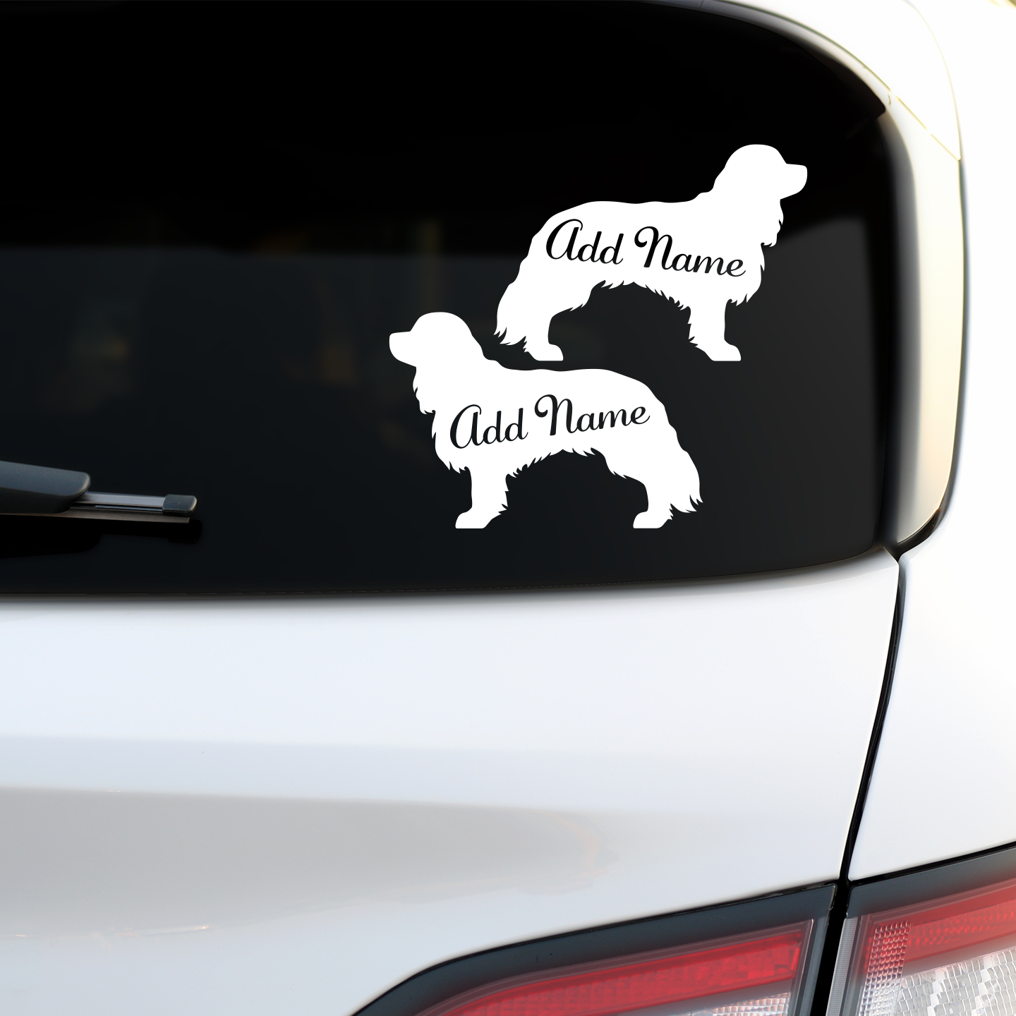 Cavalier Spaniel Silhouette With Names Stickers