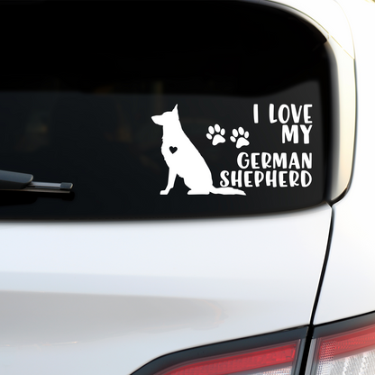 I Love My German Shepherd Sticker